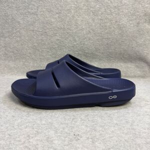 OOFOS OOahh Slides Mens Size 11 Navy Blue Slip On Comfort Recovery Slides Sandal